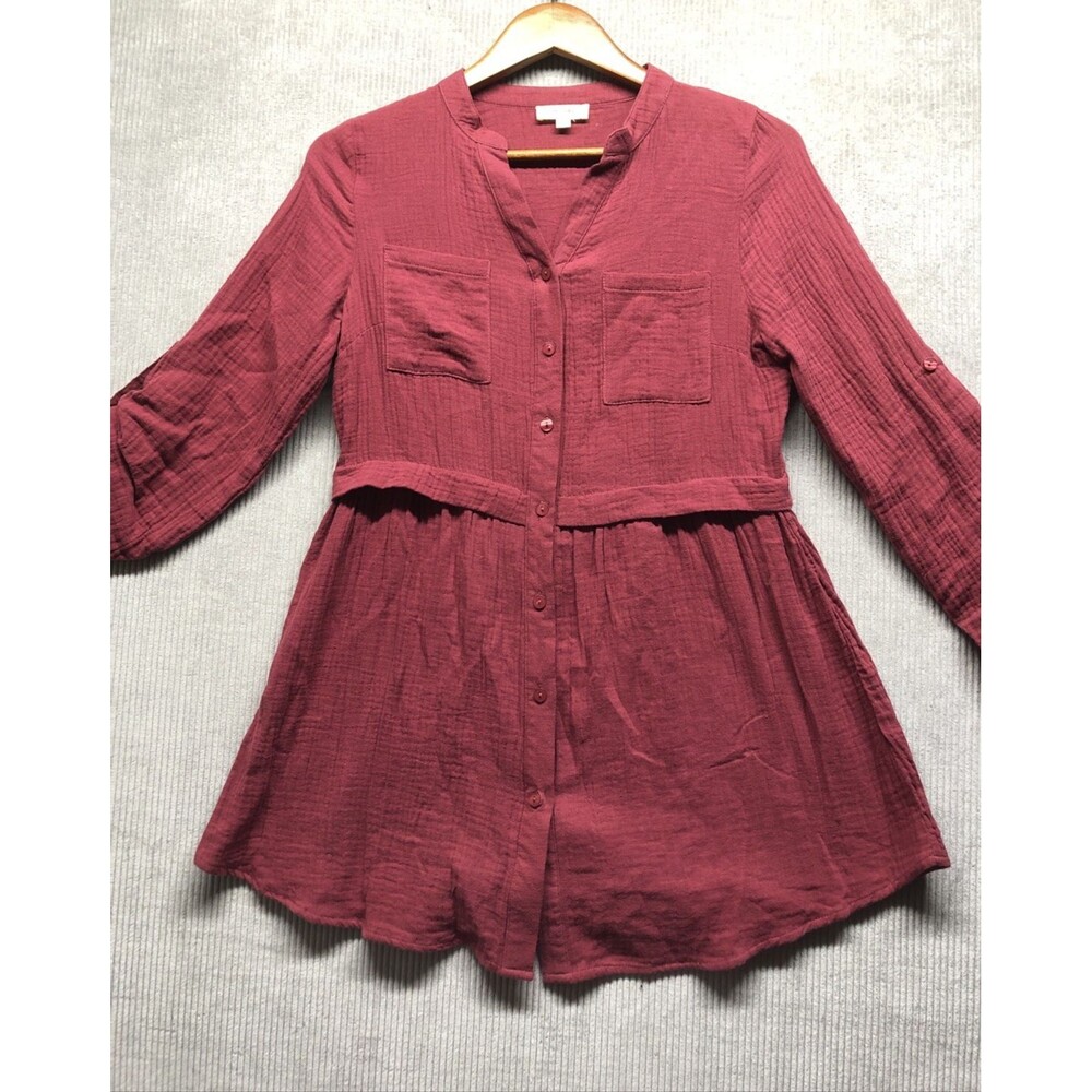 Chocolate USA Women Tunic S Purple Mauve Crinkle Textured Boho Lagenlook Artsy